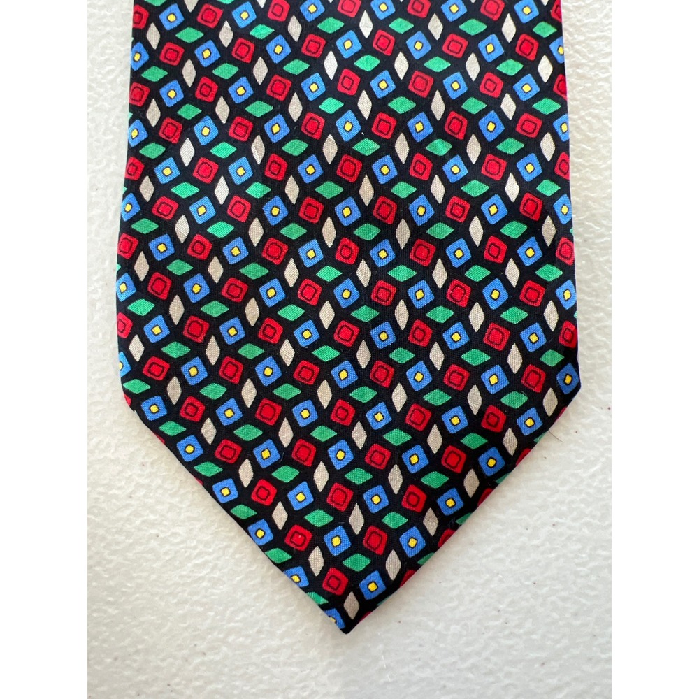 Giorgio Armani Cravatte 100% Silk Geometric Tie‎ Blue Green Red